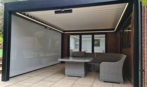 Pergola with LED Lights and Screen